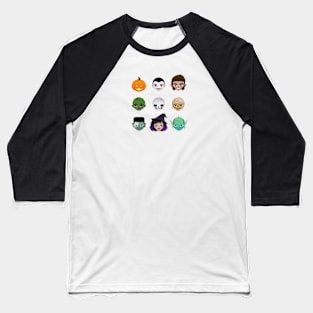 Spooky Chibi Halloween Monsters Baseball T-Shirt